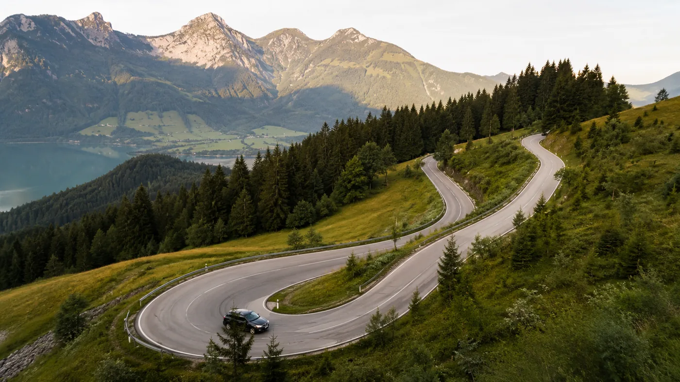 The Kehlstein road climbing towards the summit house