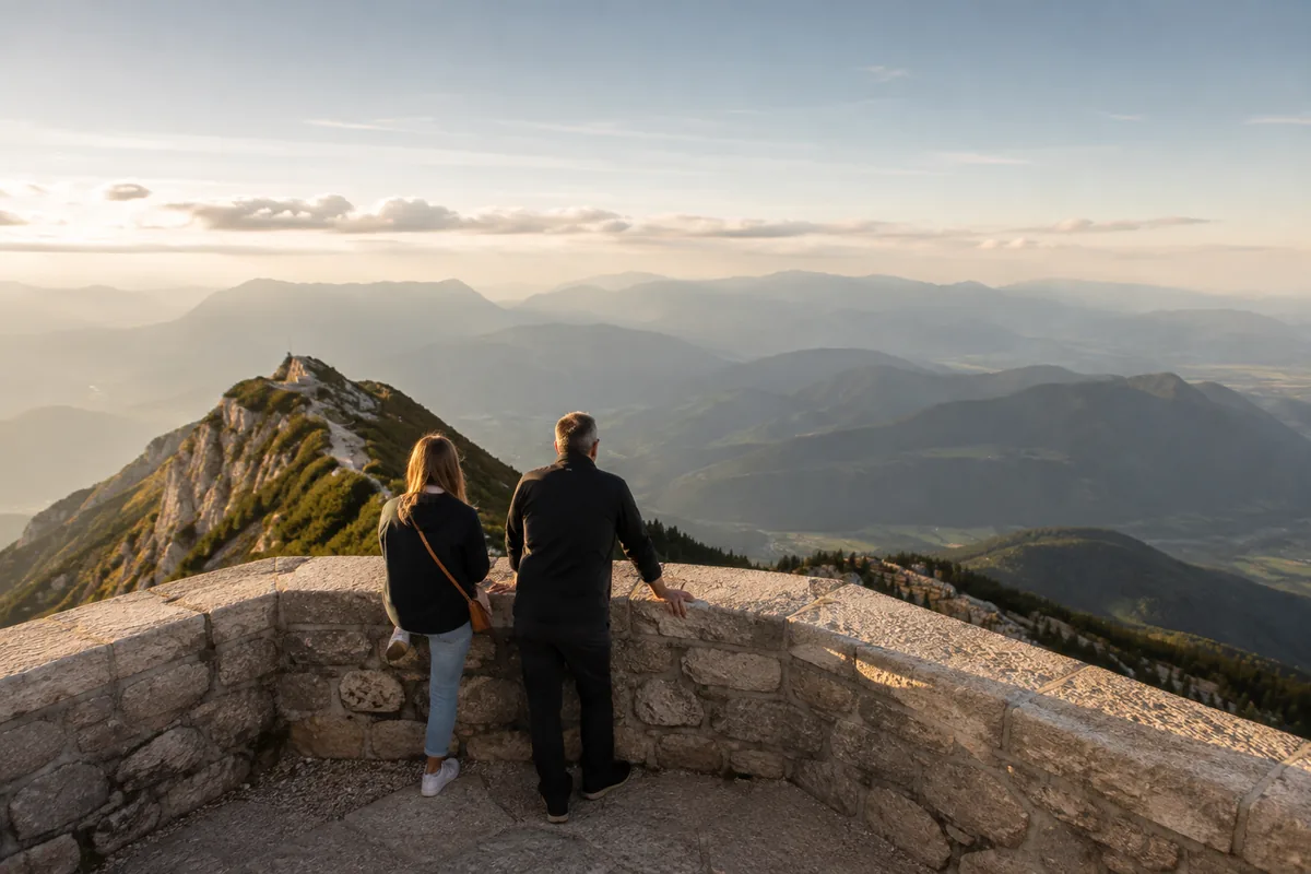 The stone terrace of the Kehlsteinhaus above the valley